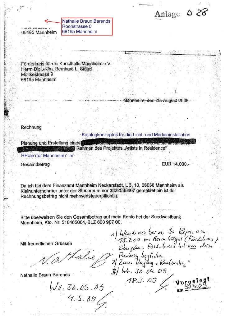 Rechnung f�r Katalogkonzeptes